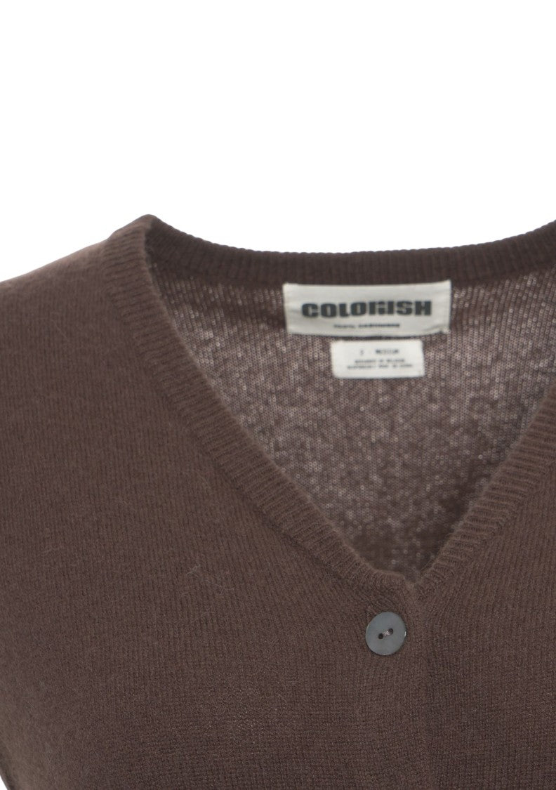 Crush Cashmere Gilet With Classic V-Neck And Full-Button Closure
