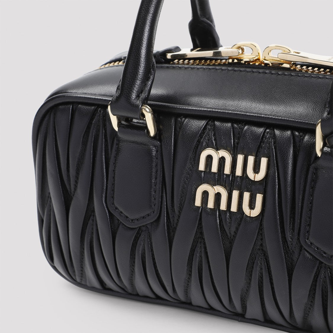 Miu Miu Matelassé Black Lamb Leather Handbag