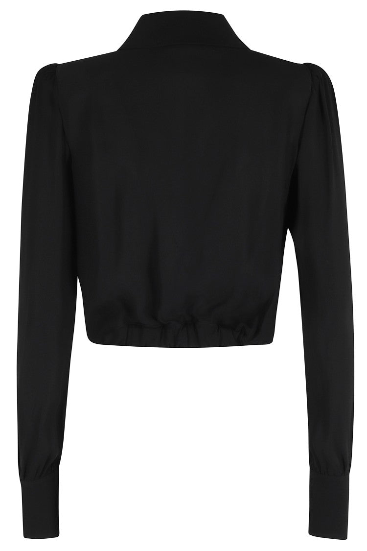 Elisabetta Franchi Cropped Long-Sleeve Shirt With V-Neckline