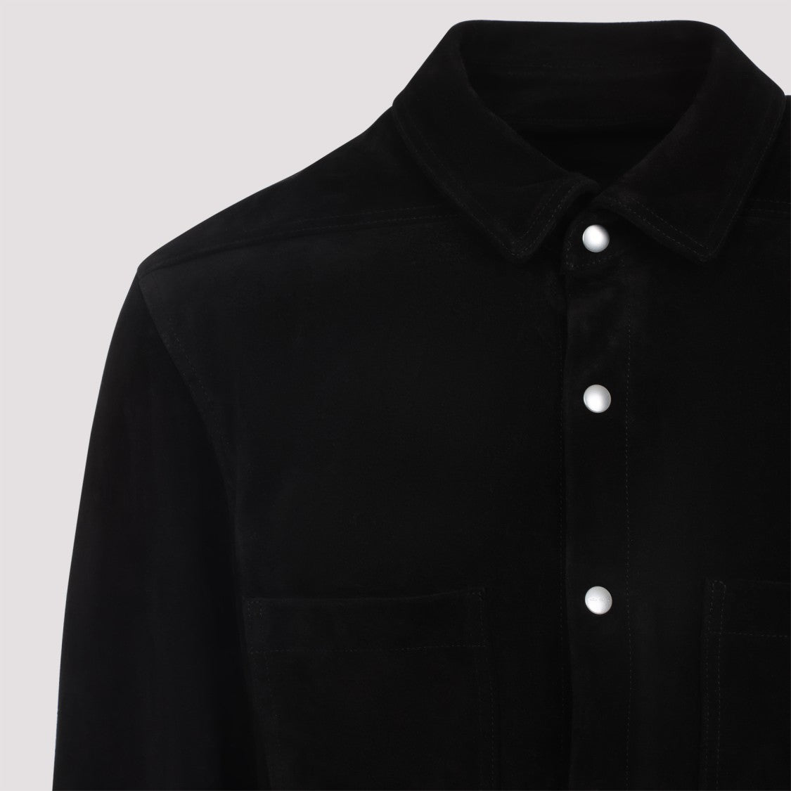 Rick Owens Minimalist Black Suede Shirt