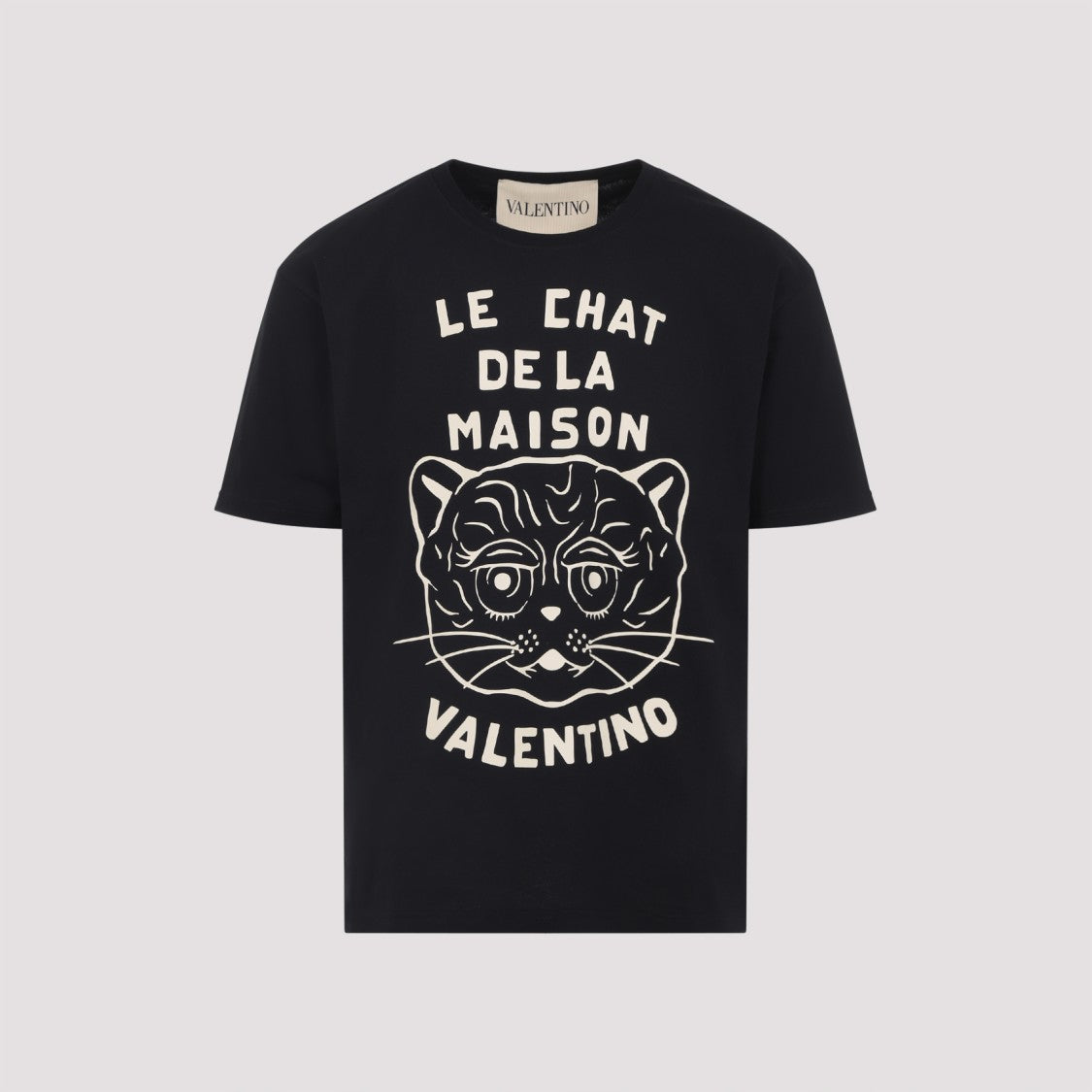 Valentino Black Cotton Le Chat De La Maison T-Shirt