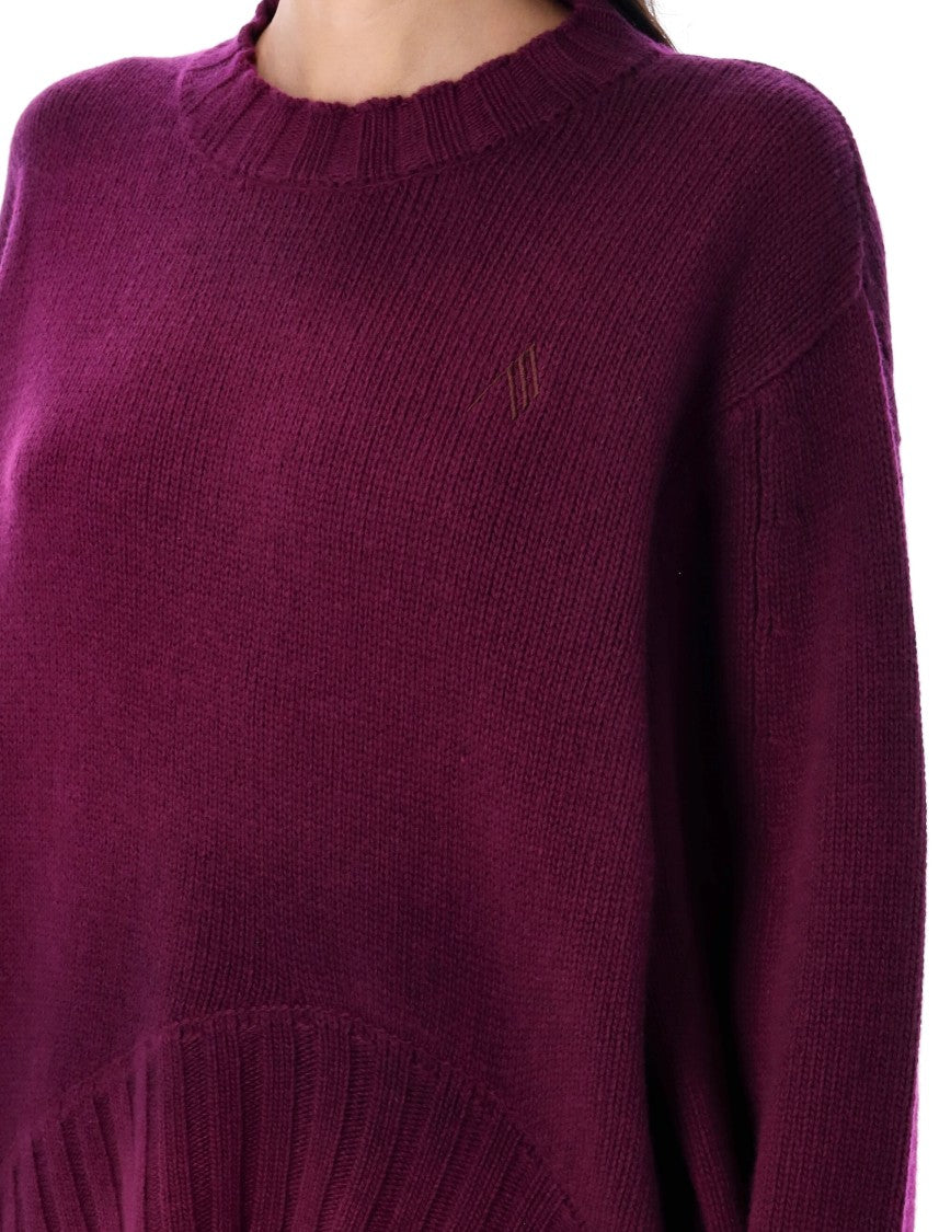 The Attico Ribbed Oversized Sweater In Rich Plum
