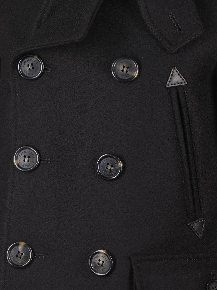 Dsquared2 Classic Double-Breasted Felted Wool Peacoat