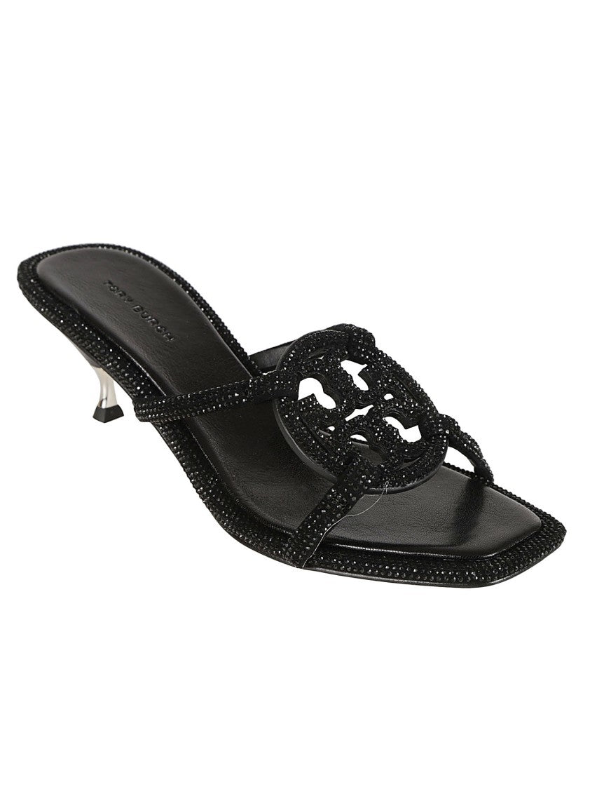Tory Burch Pointed Toe Heeled Sandals With Decorative Embellishment