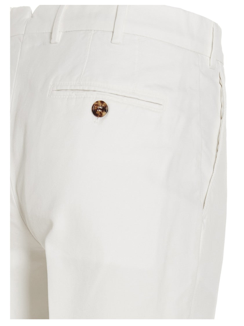 Brunello Cucinelli Tailored White Cotton Chinos With Classic Design