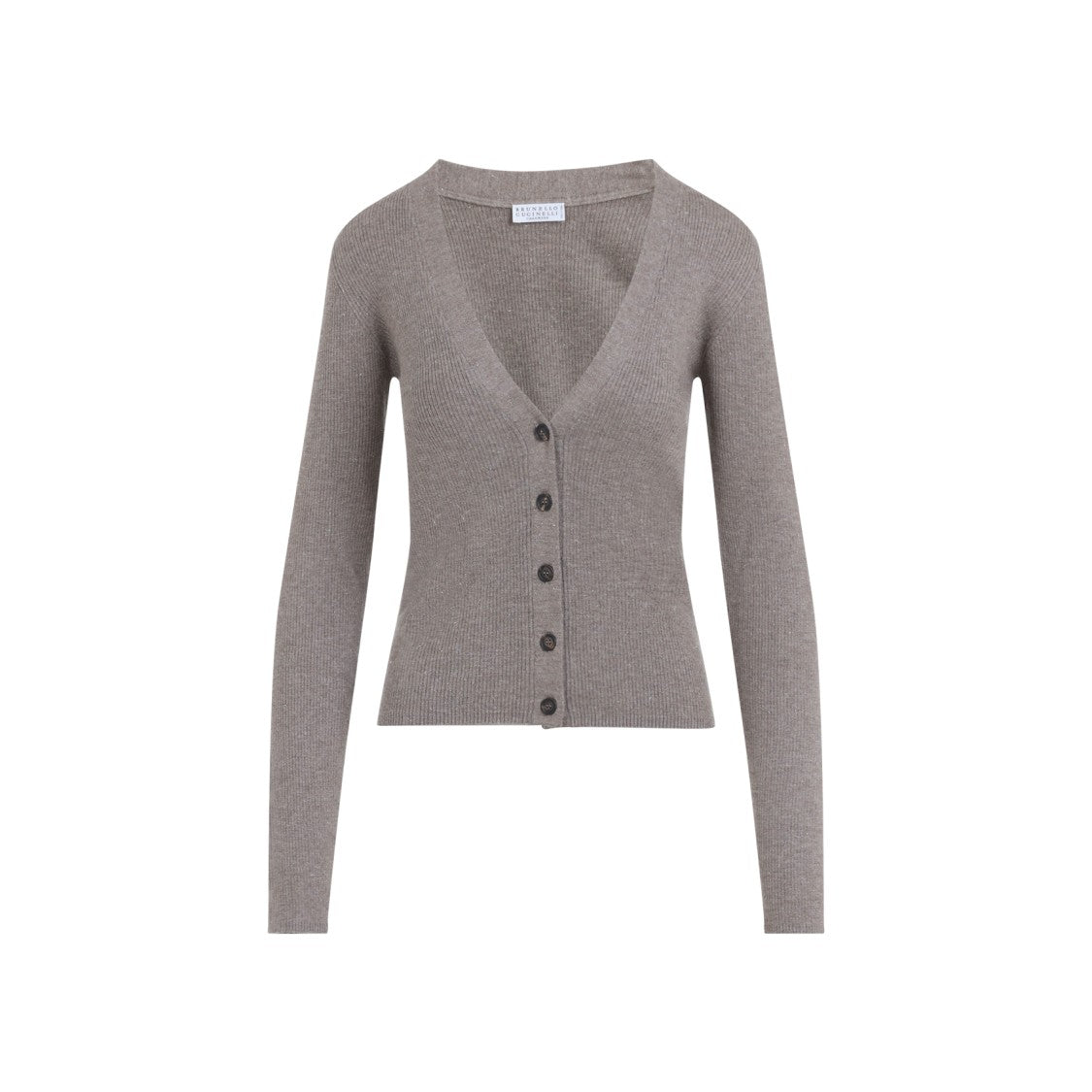 Brunello Cucinelli Lurex Brown Cashmere Cardigan