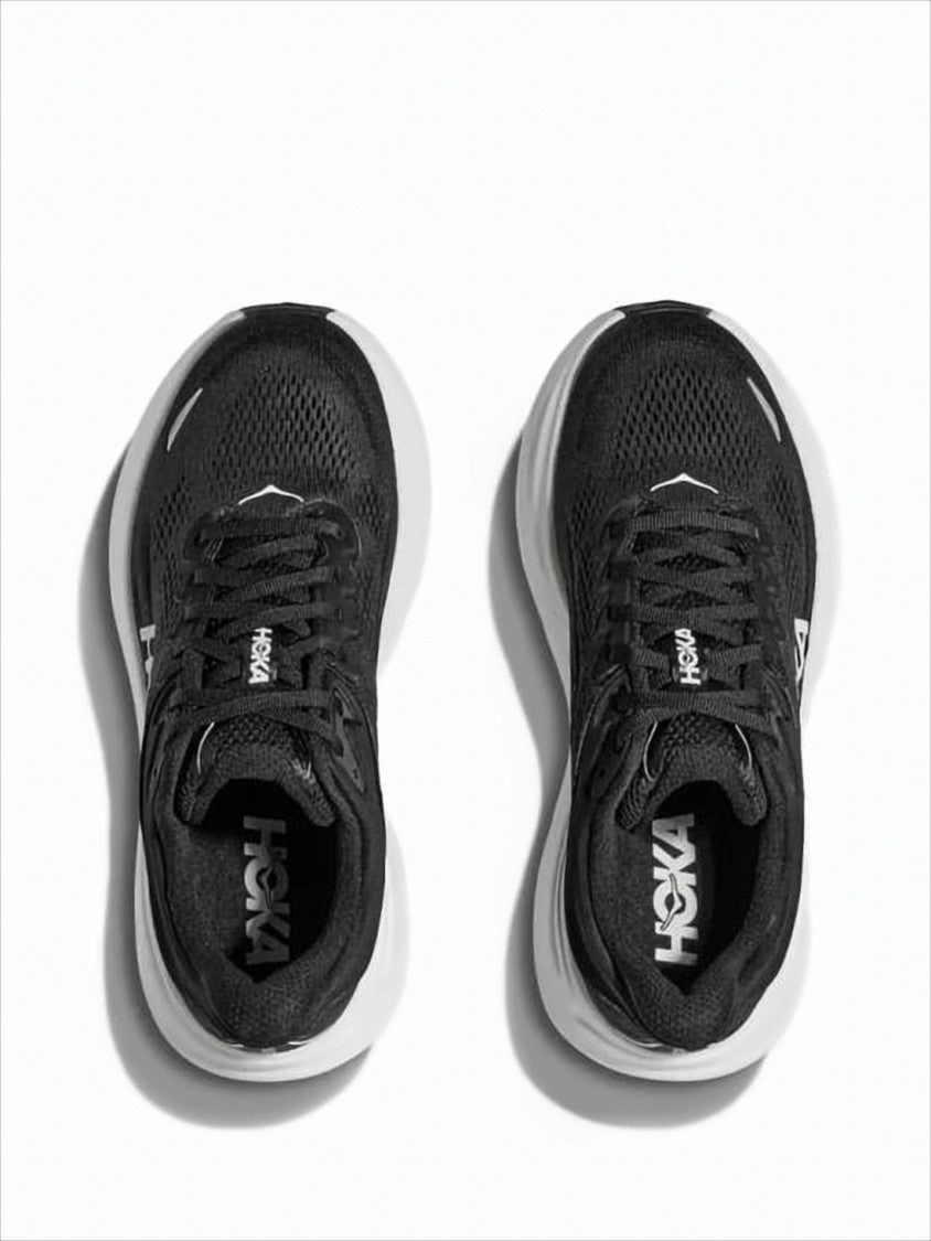 Hoka Streamlined Black Mesh Sneakers With Cushioned Rubber Sole