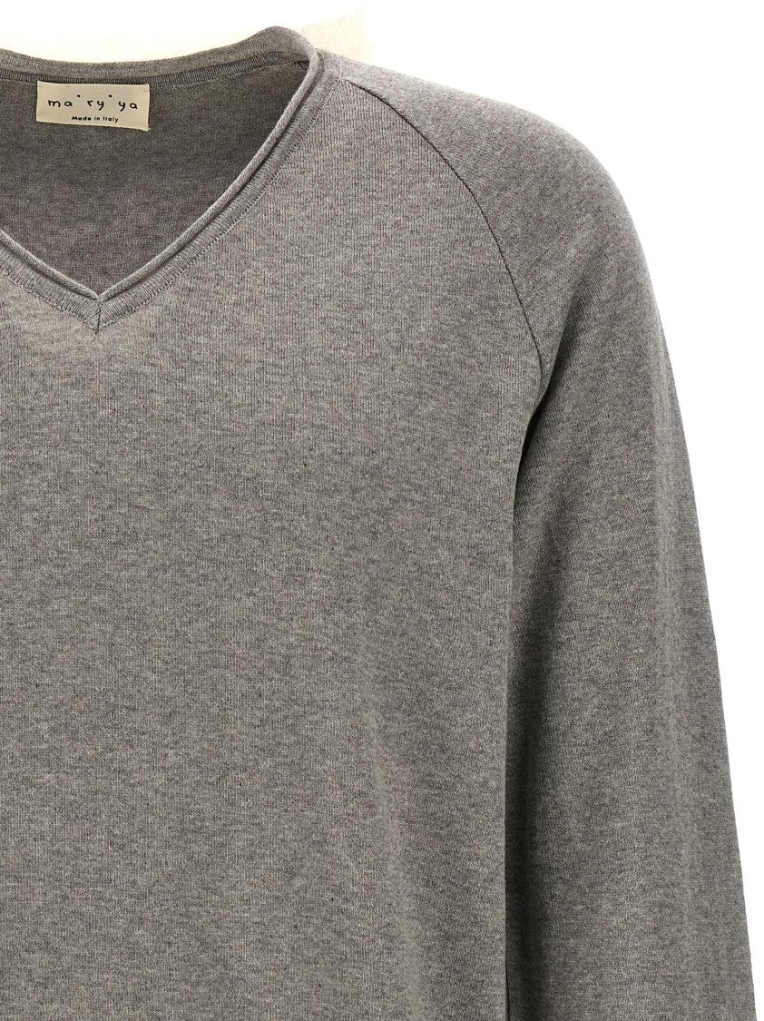 Ma'ry'ya V-Neck Cotton Knit Sweater