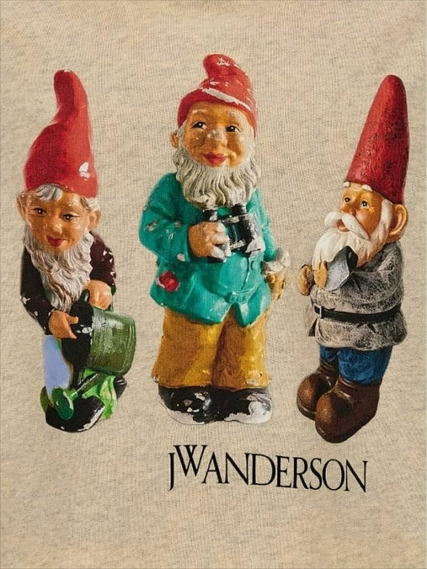 J. W. Anderson Beige Graphic Hoodie With Garden Gnome Print