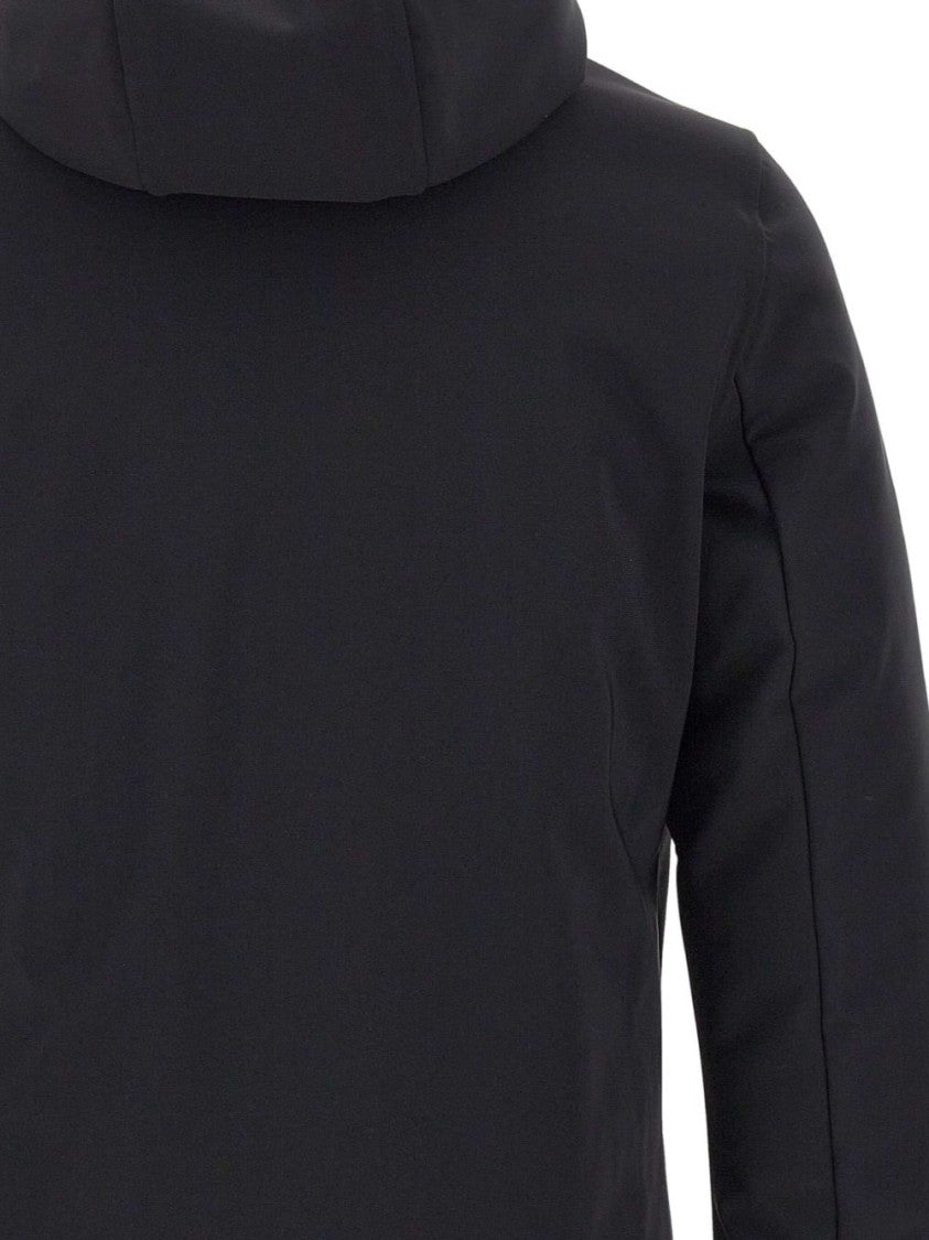 Rrd Boxy Black Jacket With Hood And Contrasting Inner Lining