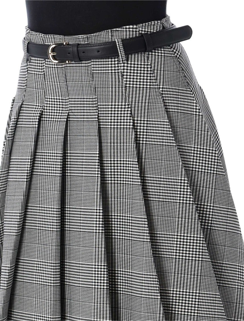 Self-Portrait Pleated Midi Skirt Prince Of Wales