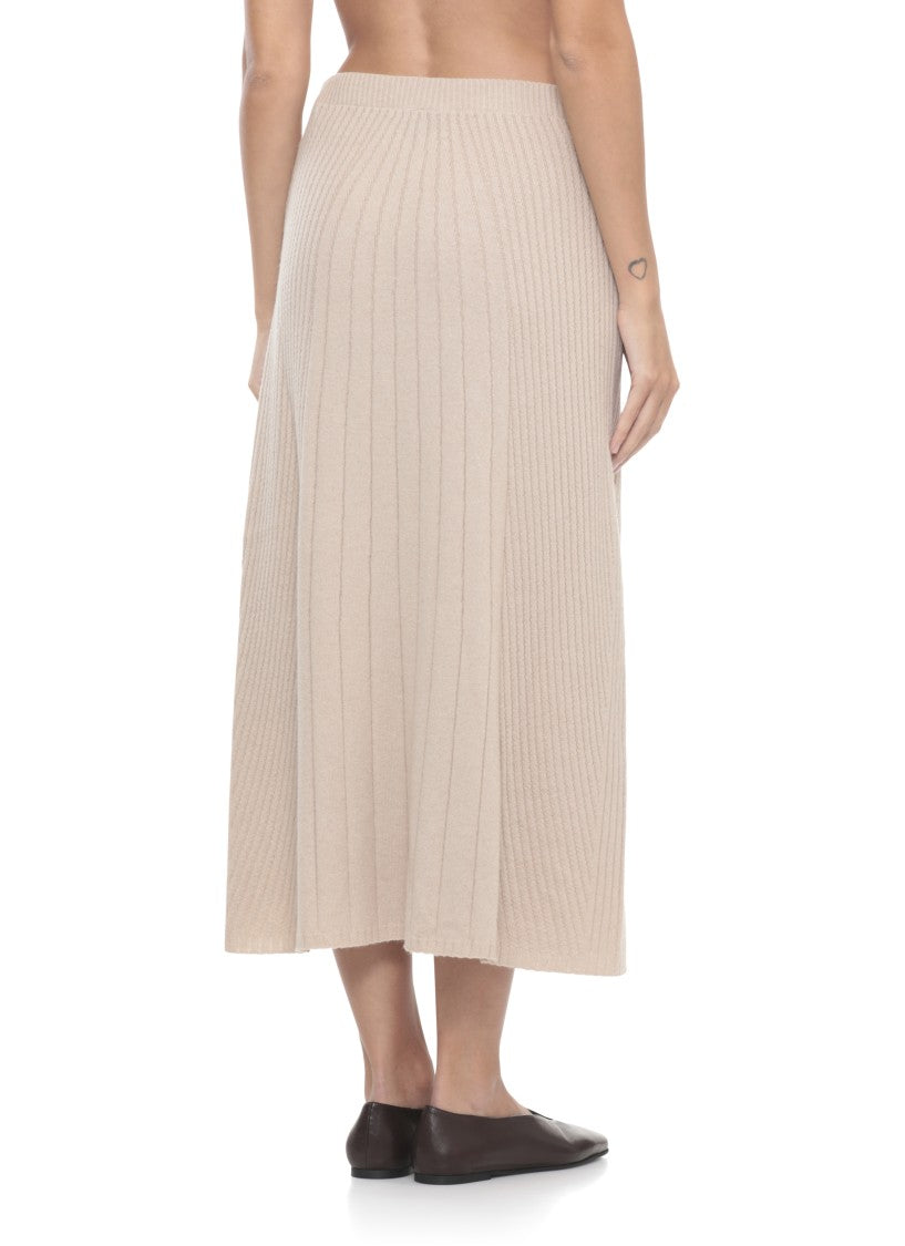 D. Exterior Beige Cashmere And Wool Midi Skirt