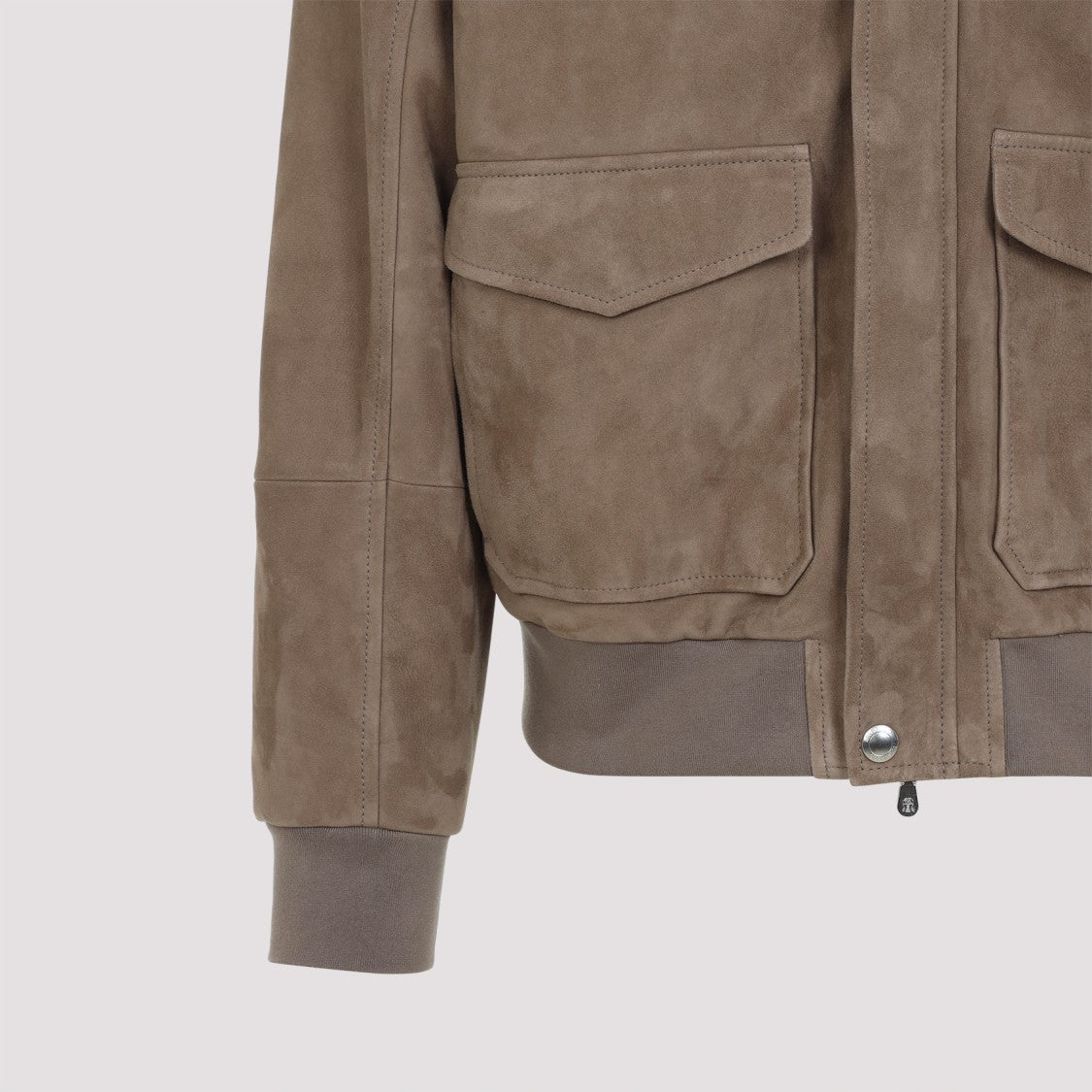 Brunello Cucinelli Brown Leather Bomber Jacket
