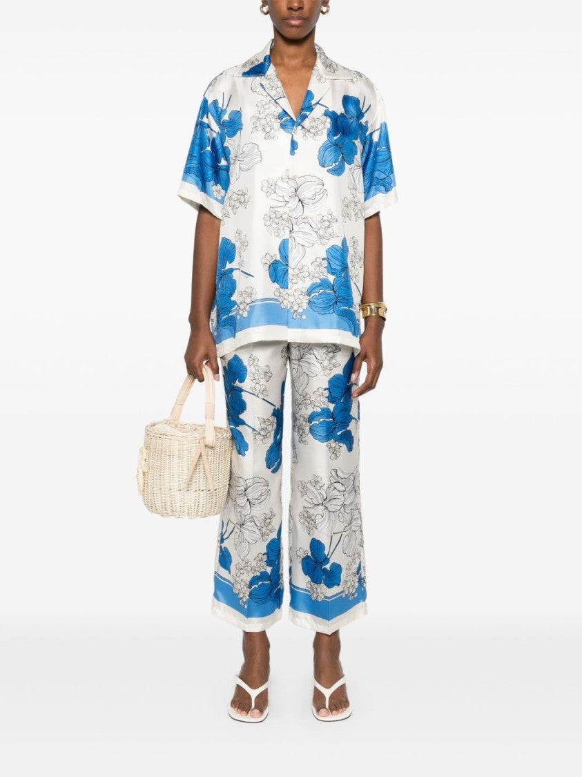 Parosh Serenella Floral Print Wide-Leg Trousers
