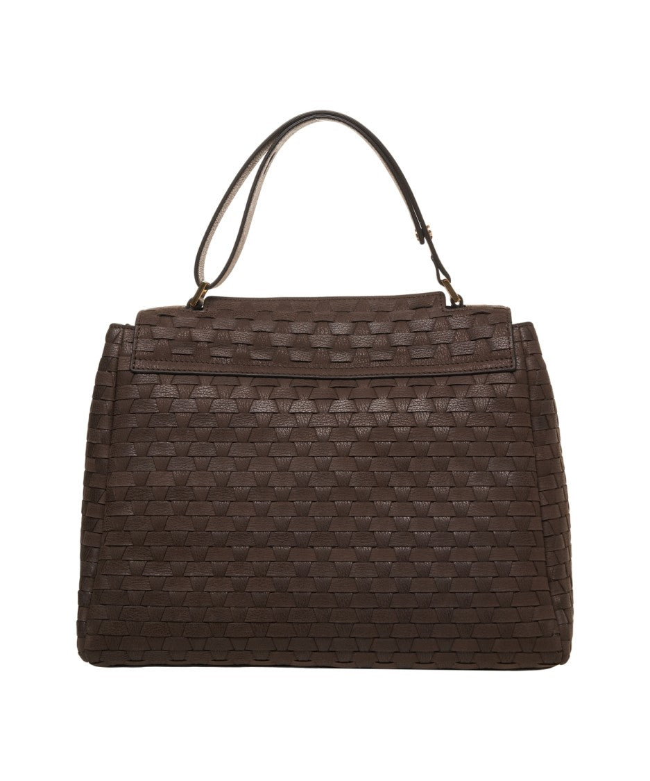 Orciani Woven Leather Structured Handbag With Versatile Carrying Options