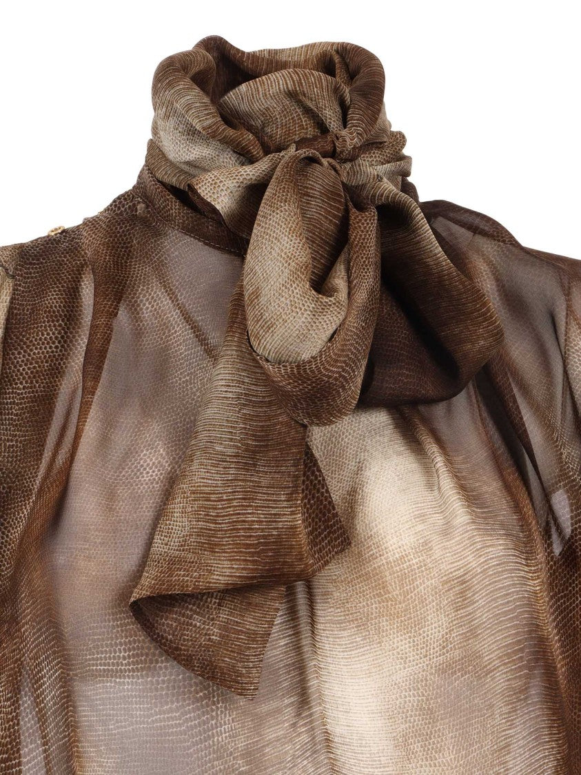 Elisabetta Franchi Silk Blouse With Bow Detail