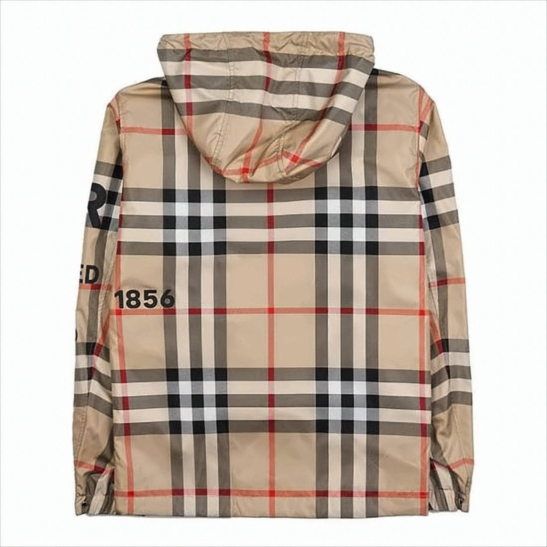 Burberry Checkered Hooded Jacket With Adjustable Drawstrings