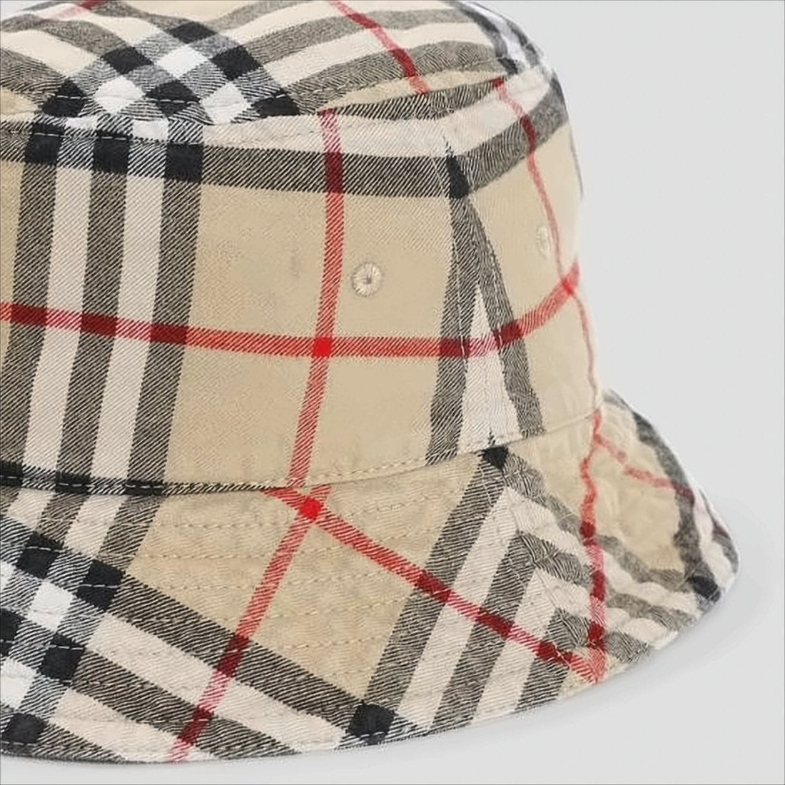 Burberry Beige Check Pattern Cotton Bucket Hat