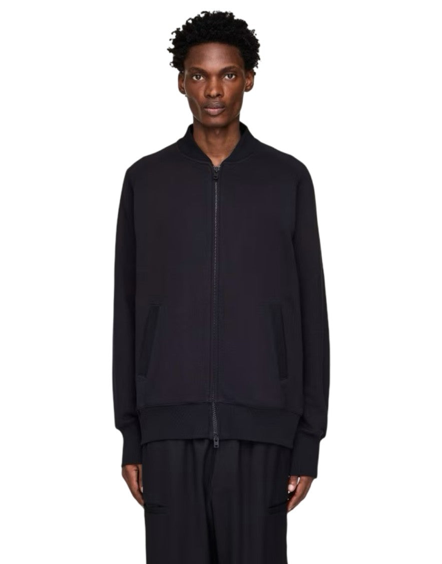 Y-3 Black Zip-Up Track Jacket With Ribbed Details