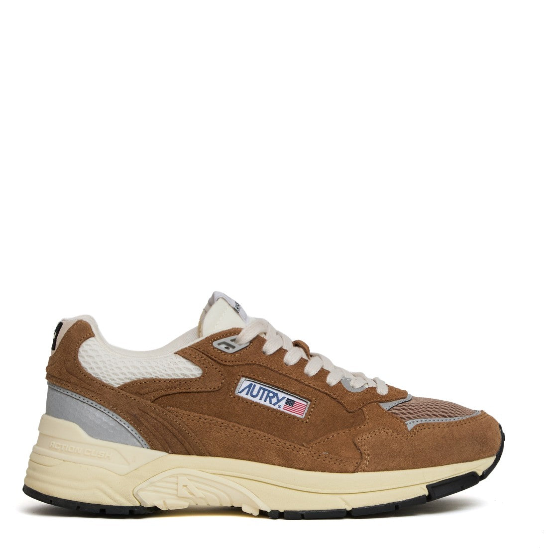 Autry Sneakers Hyperway In Mesh E Suede Cigar/Argento