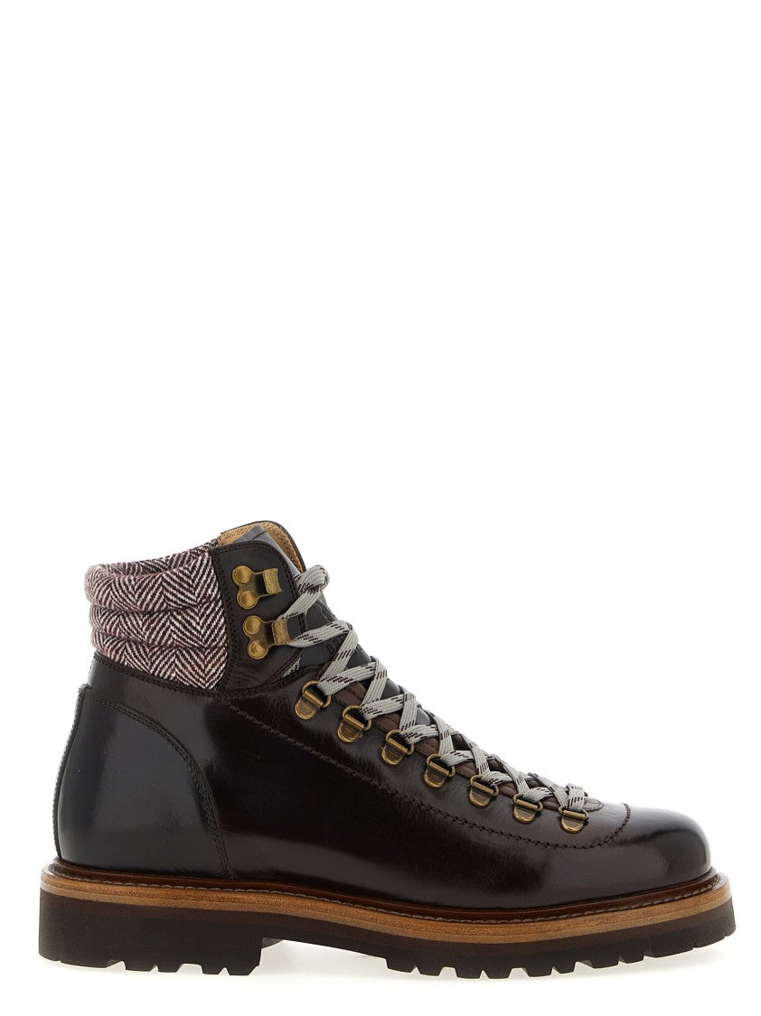Brunello Cucinelli Herringbone Insert Ankle Boots
