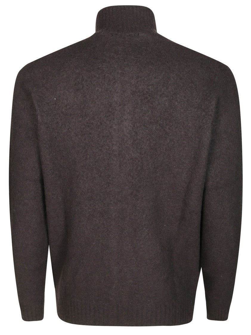 Drumhor Textured Knit Zip-Up Cardigan In Soft Lambswool