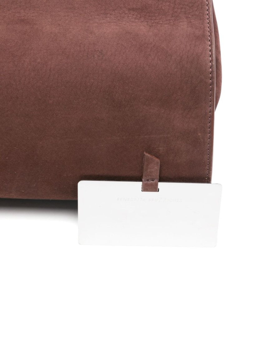 Benedetta Bruzziches Bordeaux Suede Shoulder Bag With Metallic Clasp