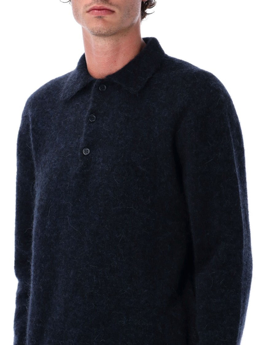 Sunflower Black Mohair Blend Polo Sweater