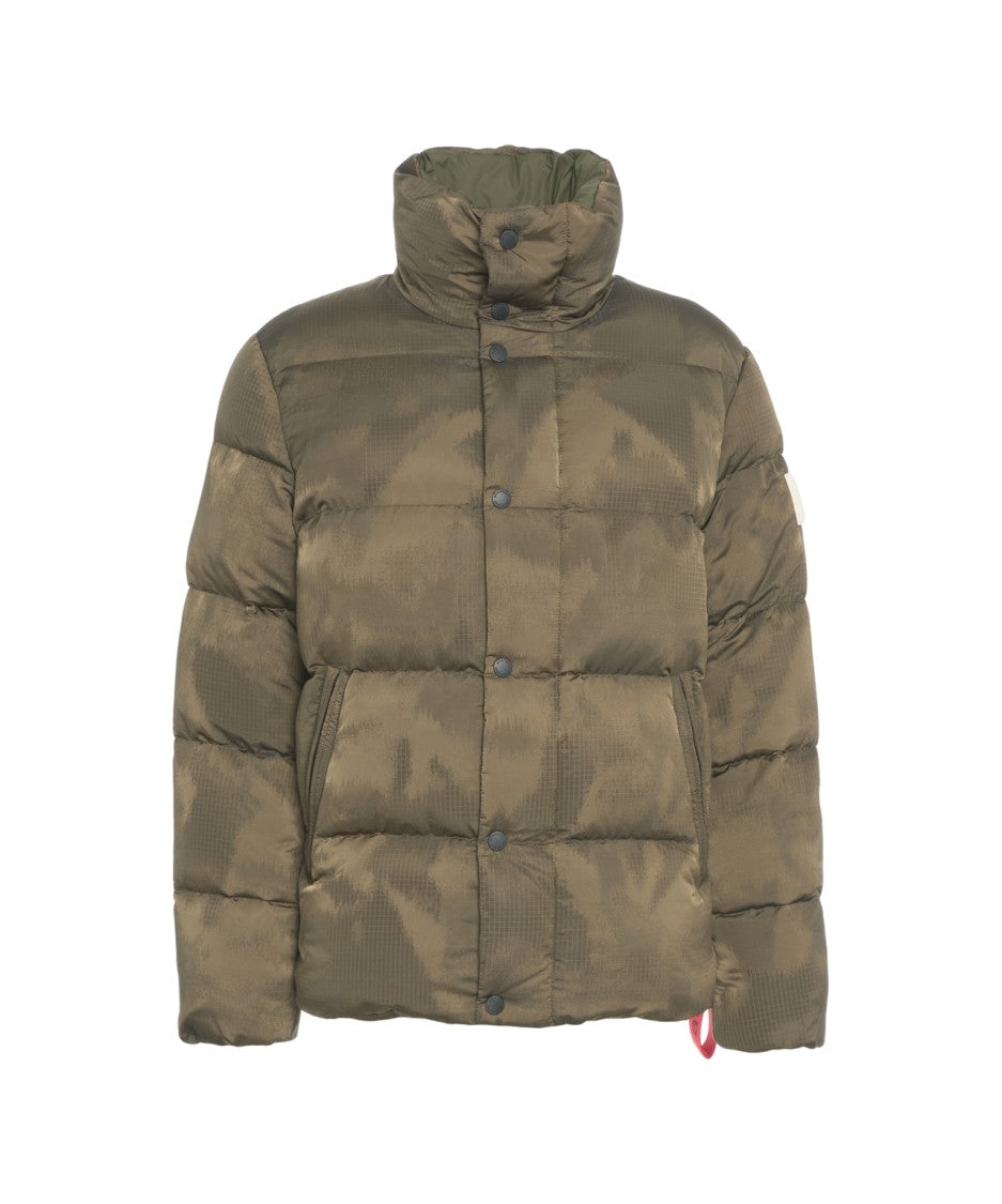 After Label Quilted High Collar Puffer Jacket With Snap Button Closure