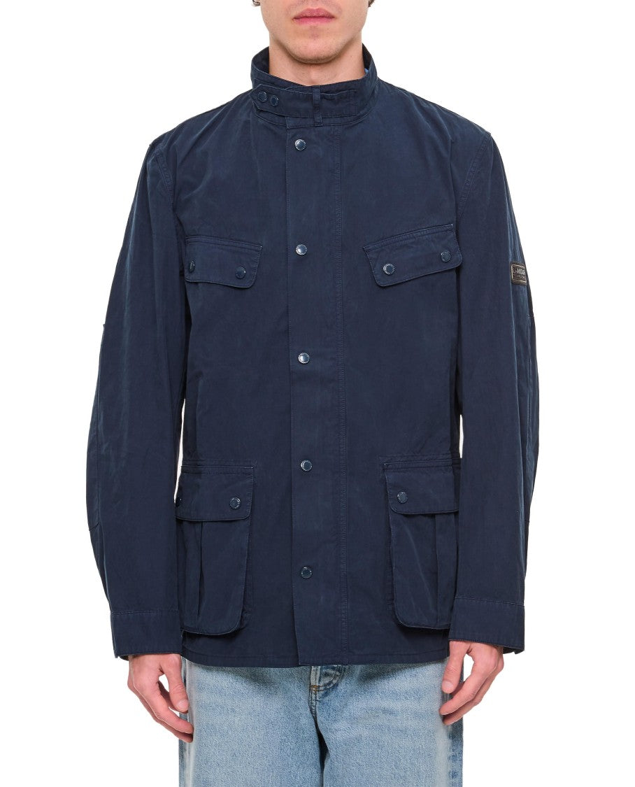 Barbour Front Button Closure Jacket With Ribbed Collar