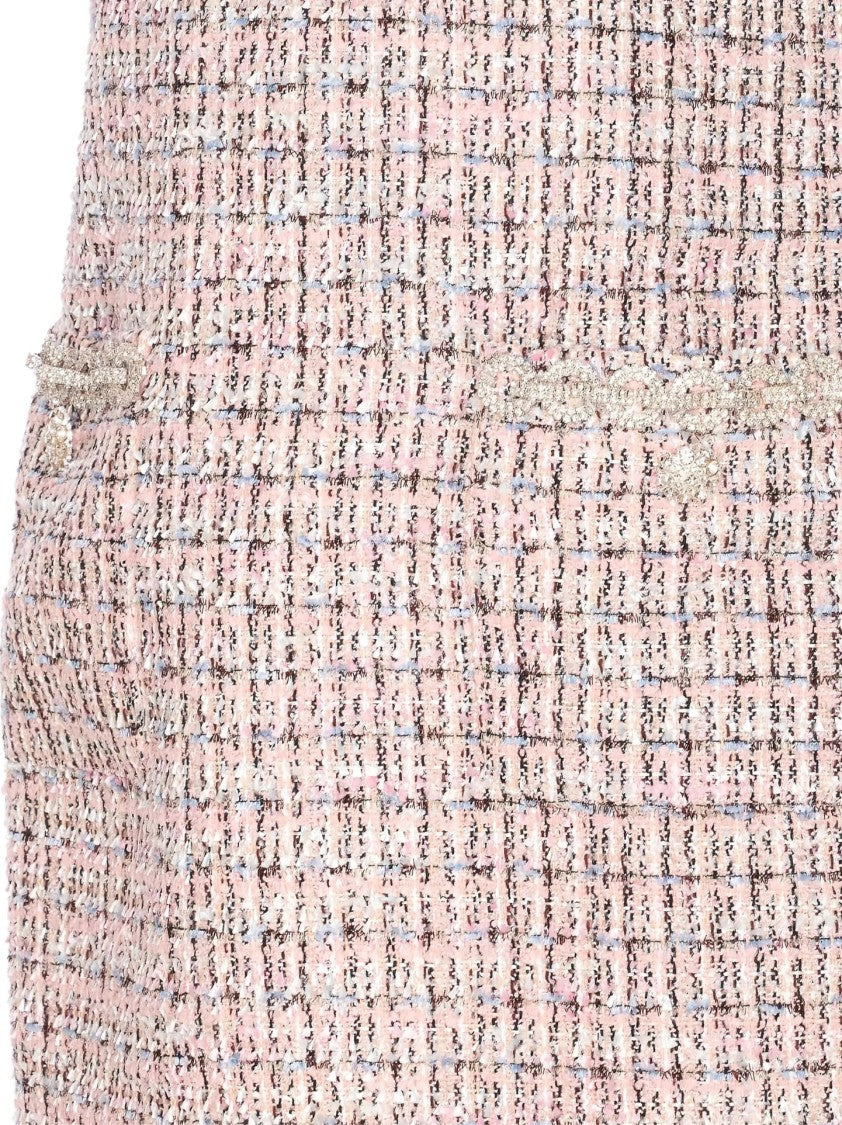 Self-Portrait Textured Sleeveless Dress With Fitted Silhouette