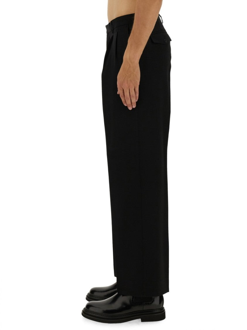Sunflower Pleated Design Straight-Leg Wool Pants