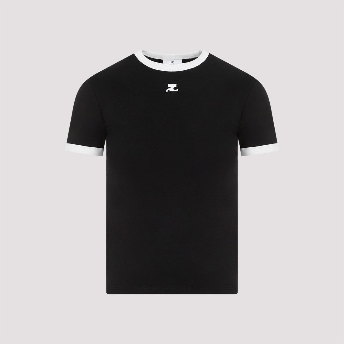 Courrèges Black Bumpy Contrast Logo T-Shirt