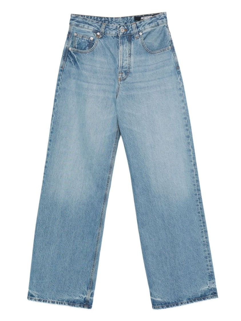 Jacquemus Wide-Leg Light Blue Jeans With High Waist