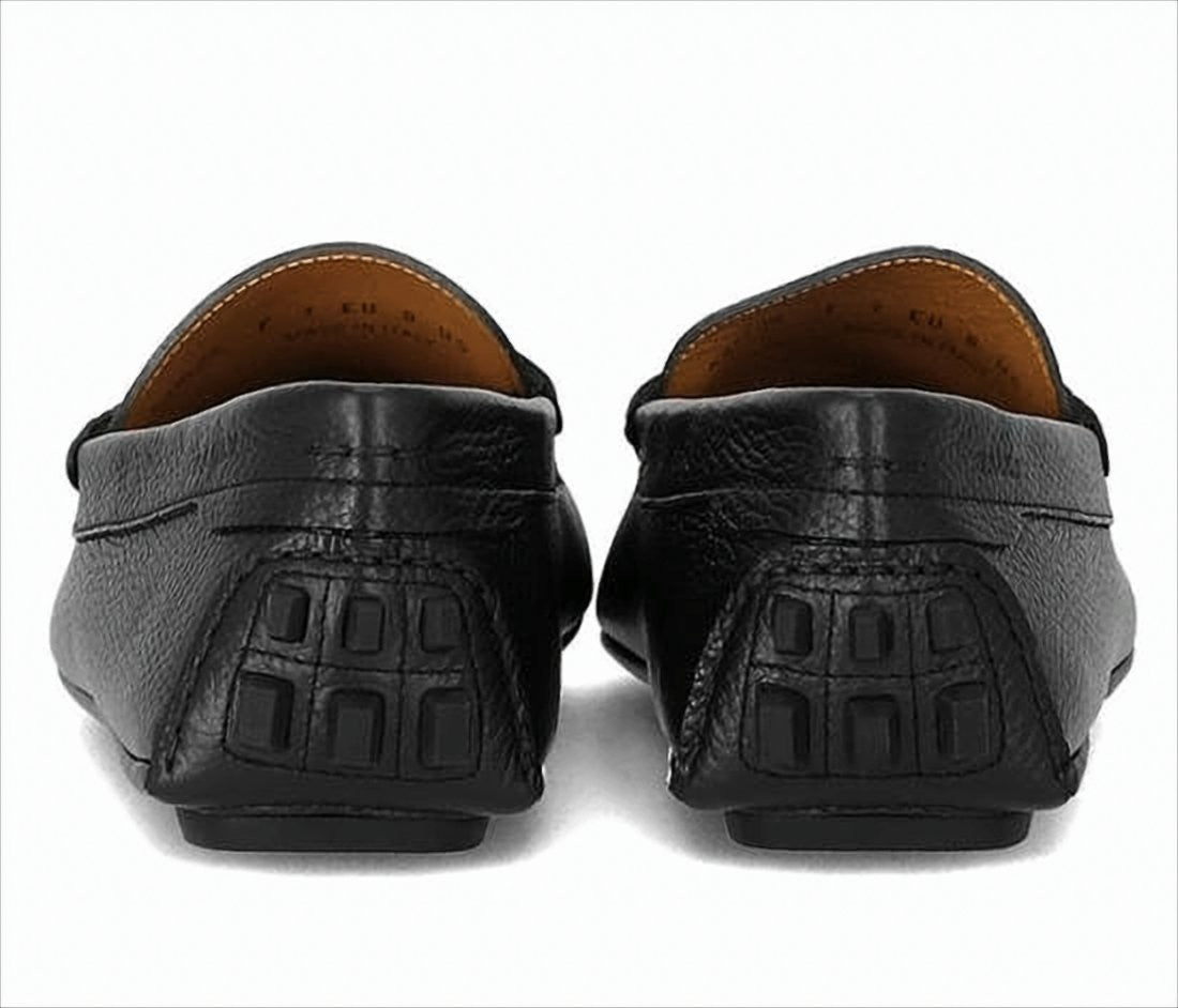 Bally Black Leather Loafer With Textured Finish