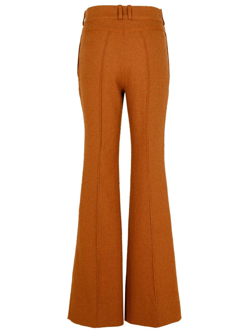 Patou Brown Wool Blend Flare Pants