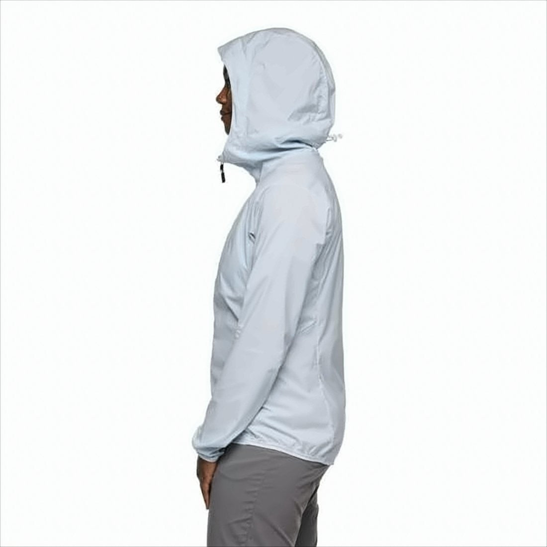 Black Diamond Fitted Lightweight Jacket With Attached Hood And Zipper Closure