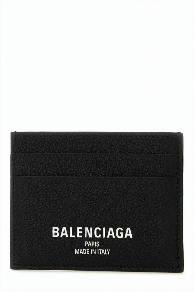 Balenciaga Textured Calf Leather Card Wallet With Subtle Logo