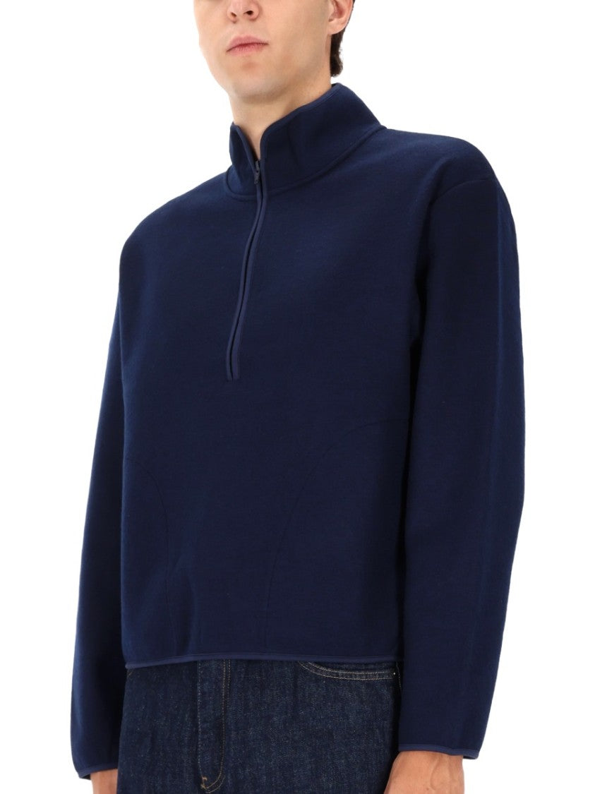 Sunflower Deep Navy Half-Zip Sweatshirt With High Collar And Boxy Fit