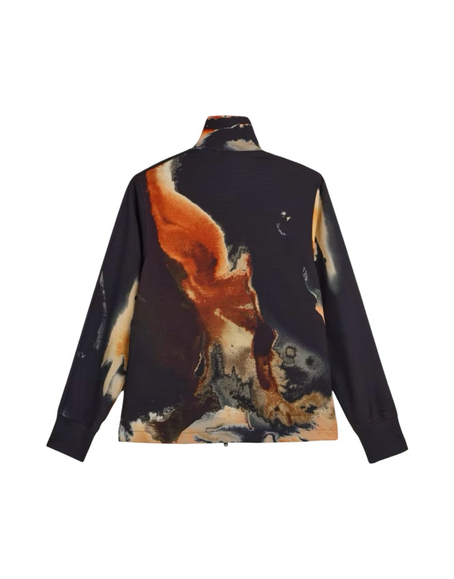 Y-3 Black Abstract Floral Print High-Collar Jacket