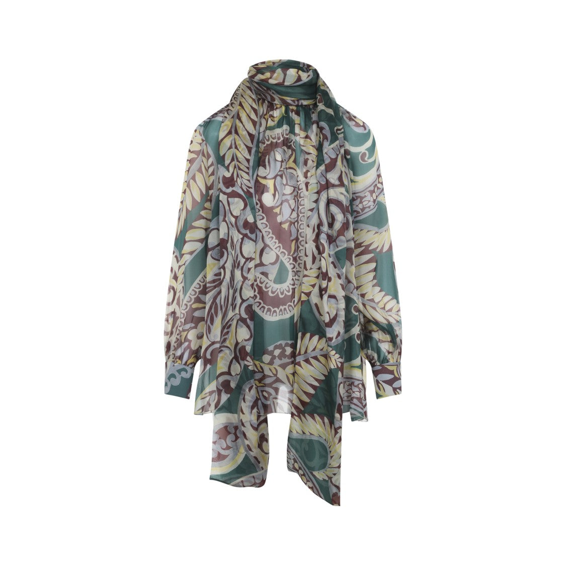 Etro Multicolor Silk Ruched Top With Asymmetric Hem
