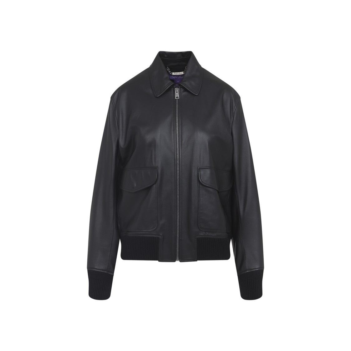 Polo Ralph Lauren Smooth Lamb Leather Jacket With Zipper Closure And Flap Pockets