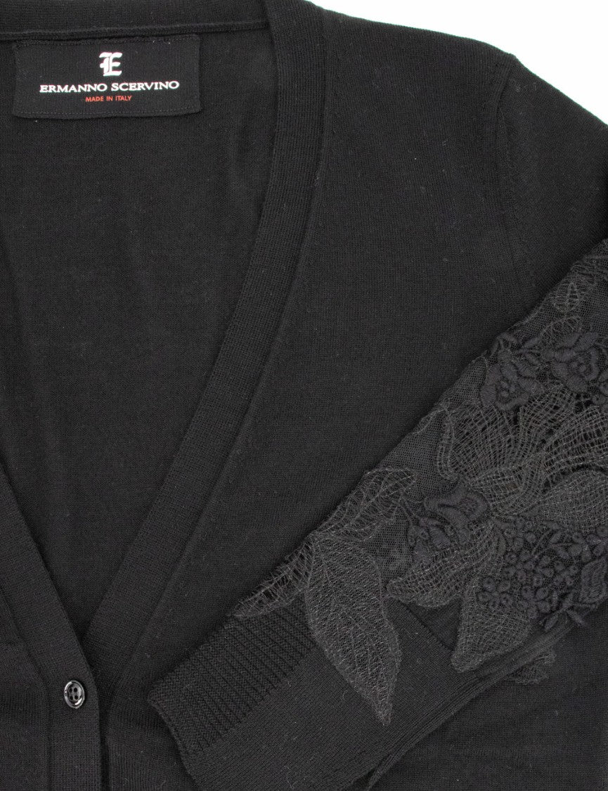 Ermanno Scervino Floral Lace Embelishment Cardigan