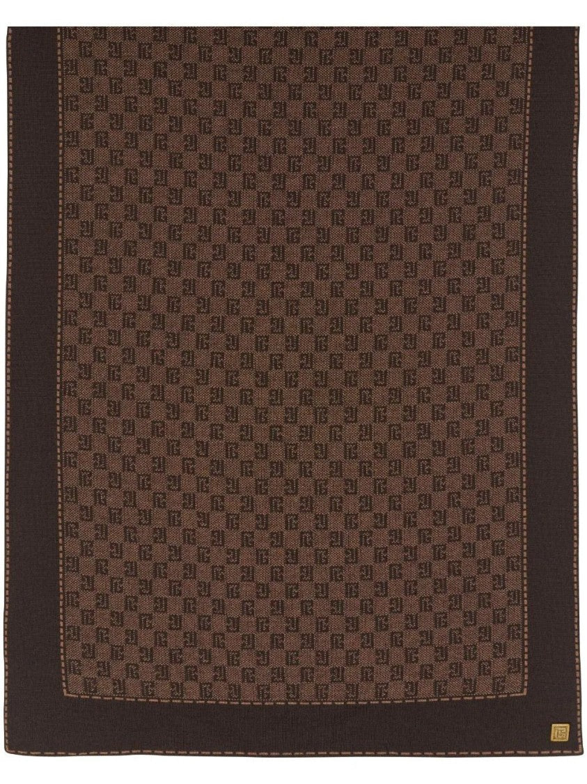 Balmain Monogram Wool Scarf