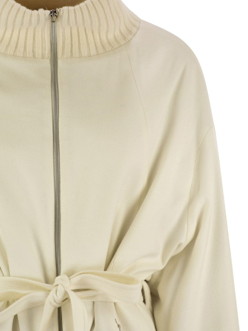 Herno Silk And Cashmere Jacket With Belt
