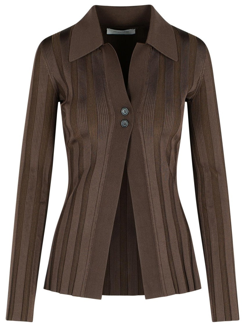 Sportmax 'Albio' Coffee Shiny Viscose Cardigan