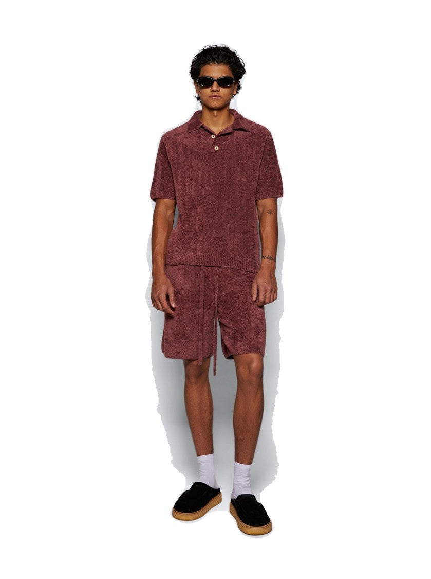 The Elder Statesman Chenille Rib Polo Shirt Napa