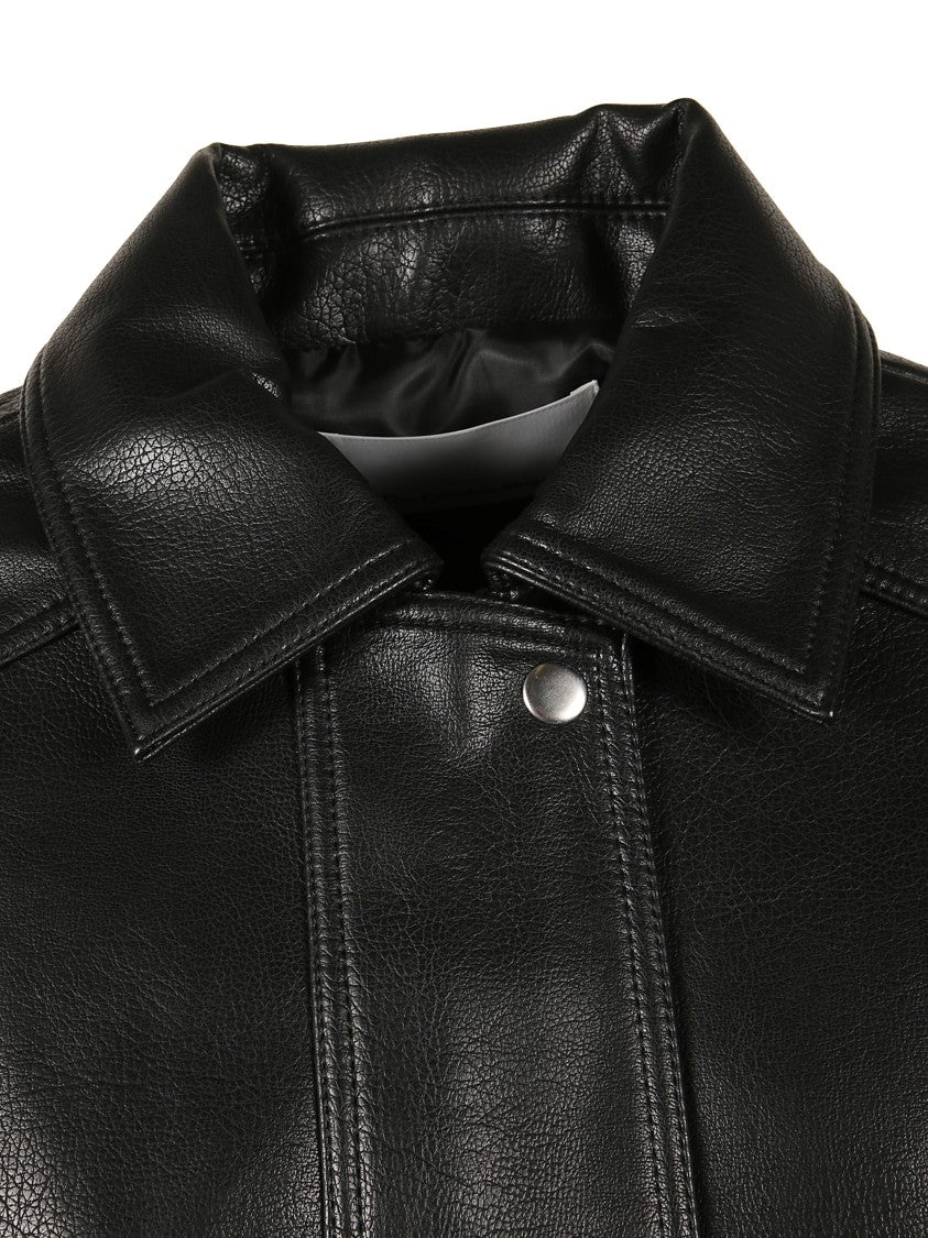 The Frankie Shop Faux Leather Jacket With Structured Collar