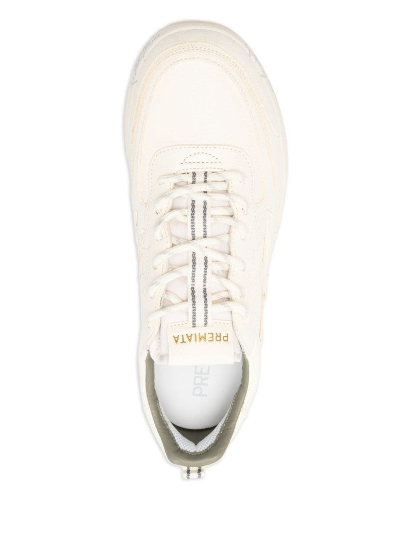 Premiata Brown Leather Sneakers With Printed Sole