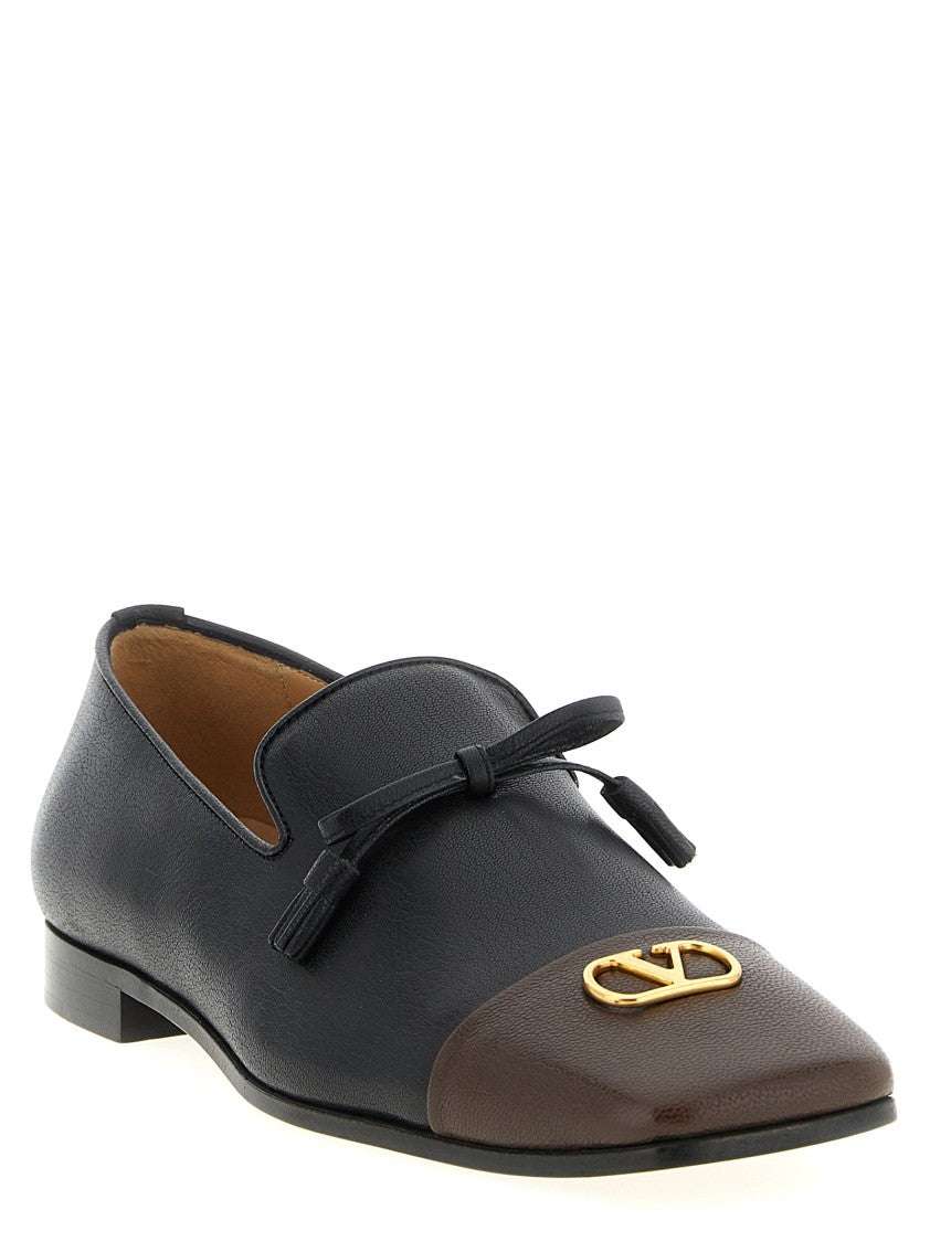 Valentino Garavani Babouchoes' Two-Tone Kid Leather Loafers With Square Toe